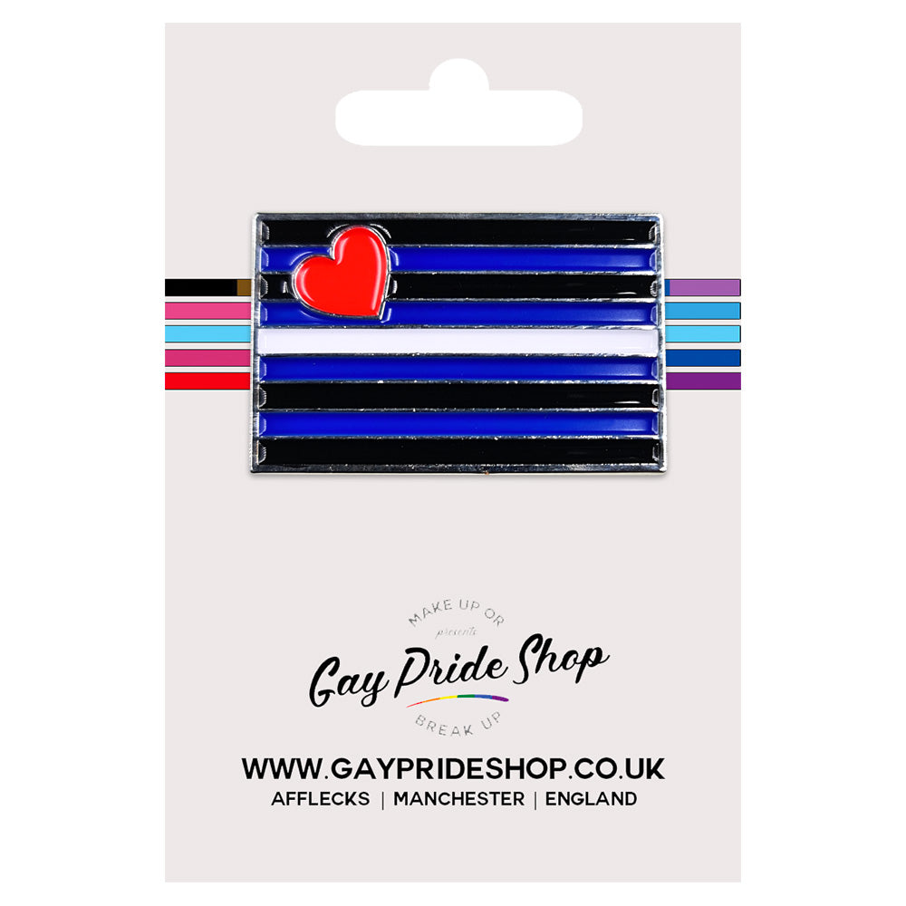 Leather Pride Flag Silver Metal Rectangle Lapel Pin Badge
