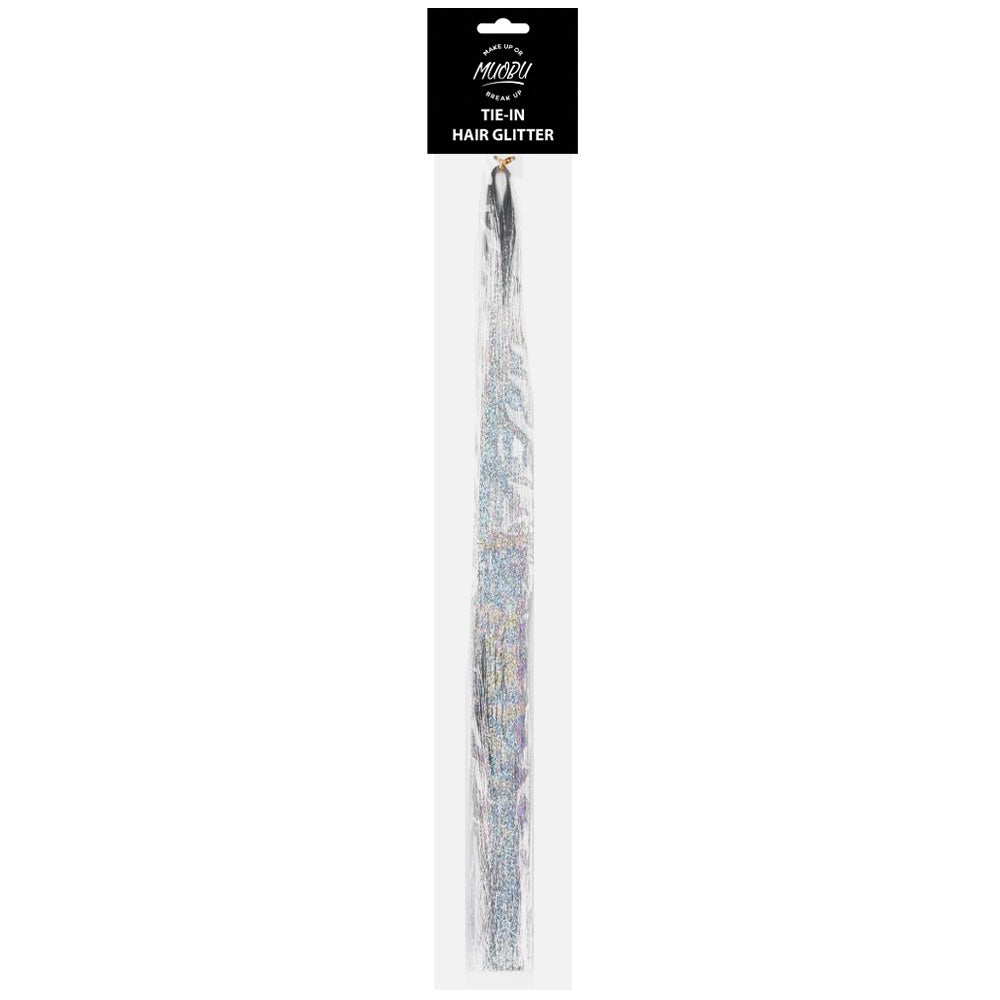 MUOBU Tie-In Holographic Hair Glitter Tinsel - Silver