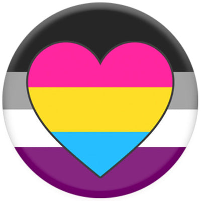 Asexual Flag With Pansexual Heart Small Pin Badge