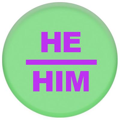 Pronoun He/Him Small Pin Badge (Green/Purple)