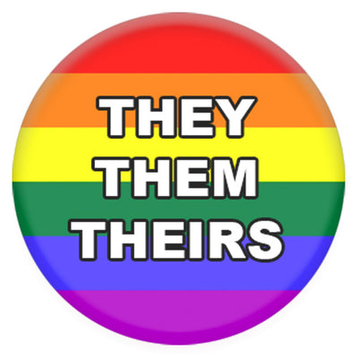 Rainbow Pronoun They/Them/Theirs Small Pin Badge