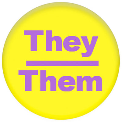 Pronoun They/Them Small Pin Badge (Yellow/Purple)