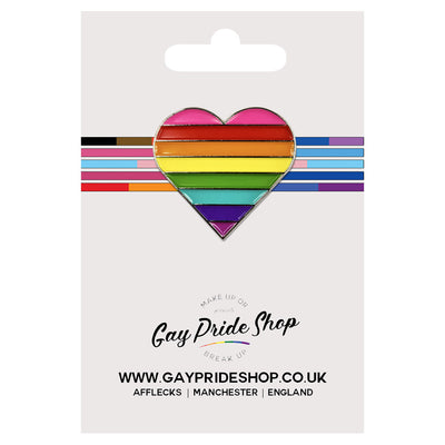 1978 Original Gay Pride Rainbow Flag Silver Metal Heart Lapel Pin Badge