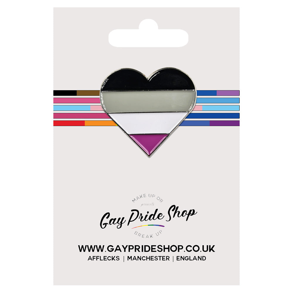 Asexual Flag Silver Metal Heart Lapel Pin Badge