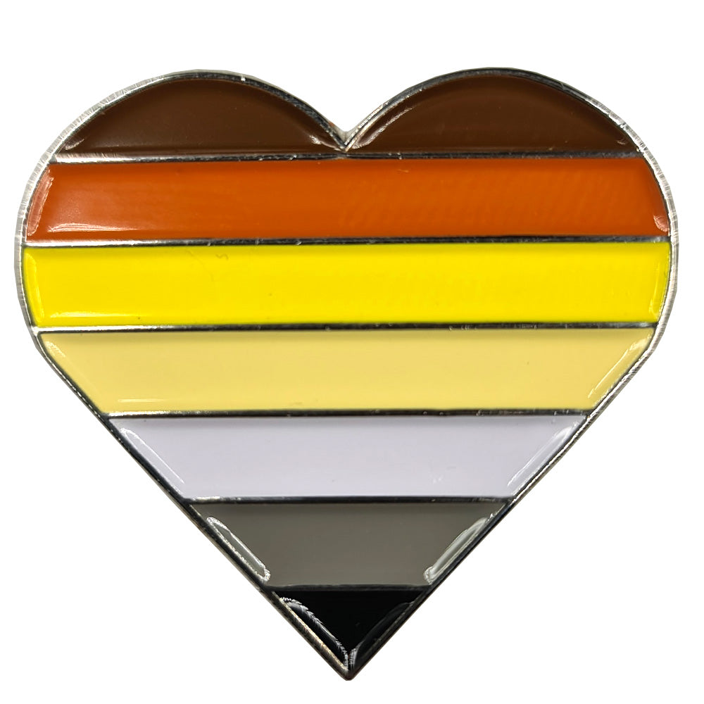 Bear Flag Silver Metal Heart Lapel Pin Badge