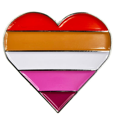 Community Lesbian Flag Silver Metal Heart Lapel Pin Badge