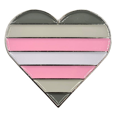 Demigirl Flag Silver Metal Heart Lapel Pin Badge