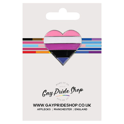 Genderfluid Flag Silver Metal Heart Lapel Pin Badge