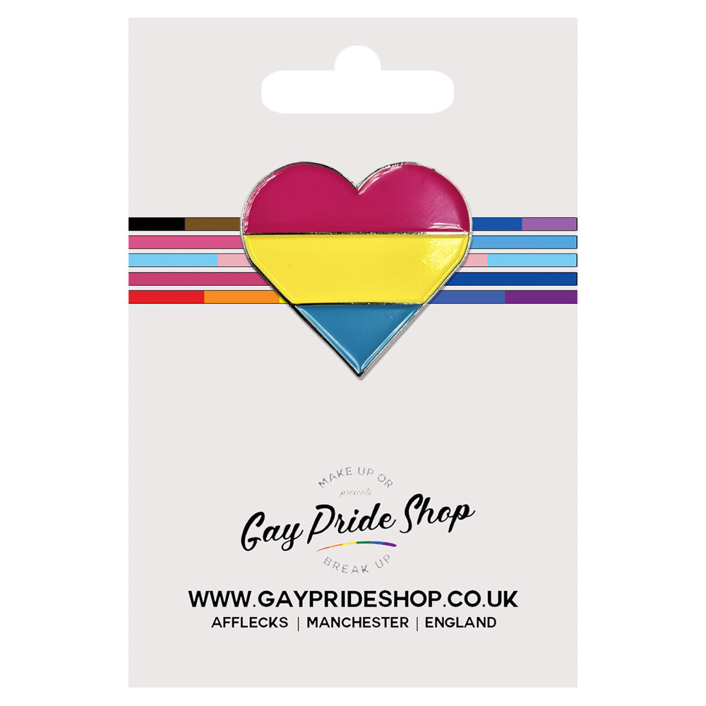 Pansexual Flag Silver Metal Heart Lapel Pin Badge