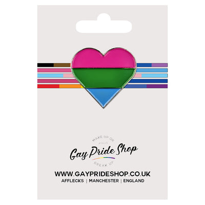 Polysexual Flag Silver Metal Heart Lapel Pin Badge