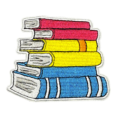 Pansexual Stack Of Books Embroidered Iron-On Patch