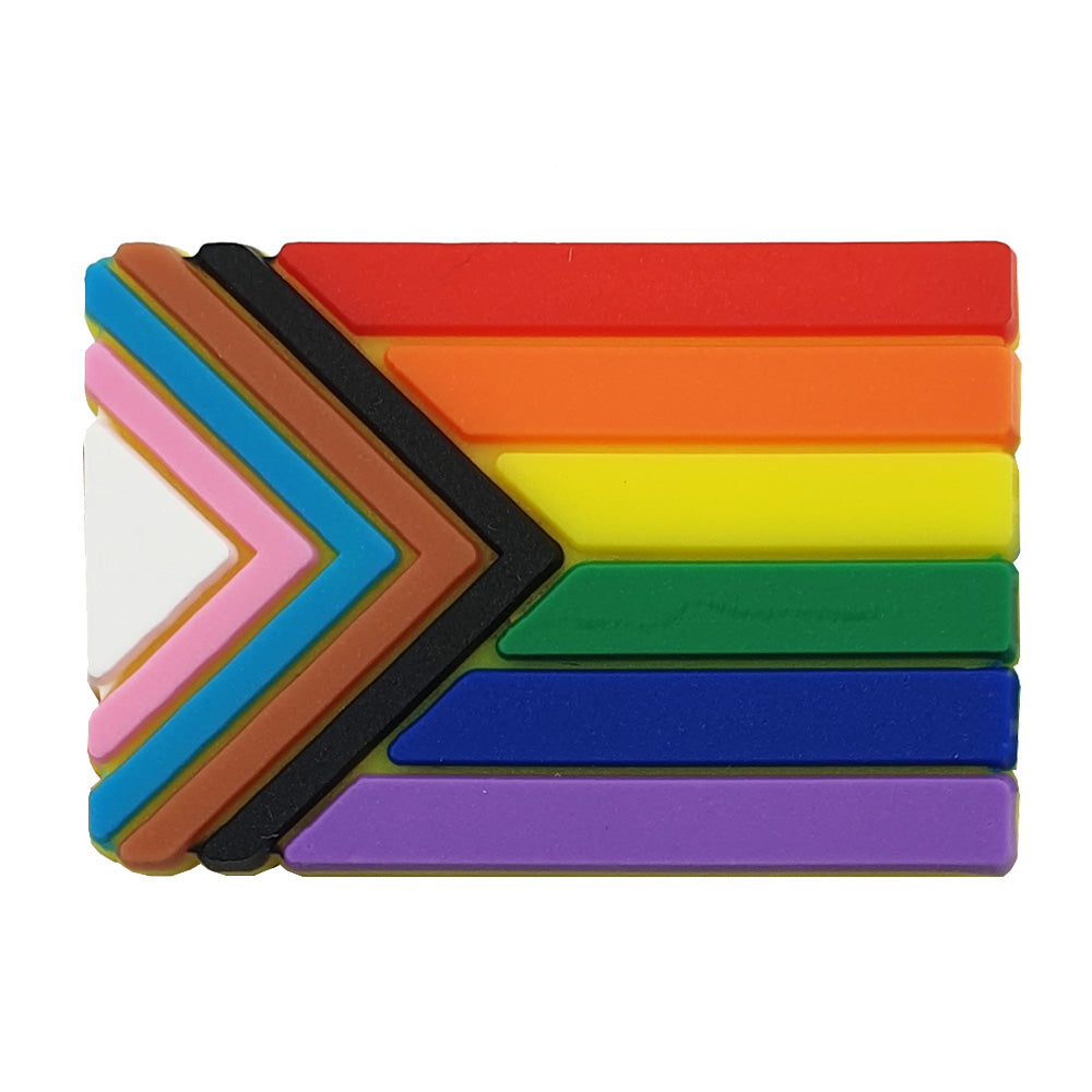 Progress Pride Flag Silicone Rectangle Pin Badge