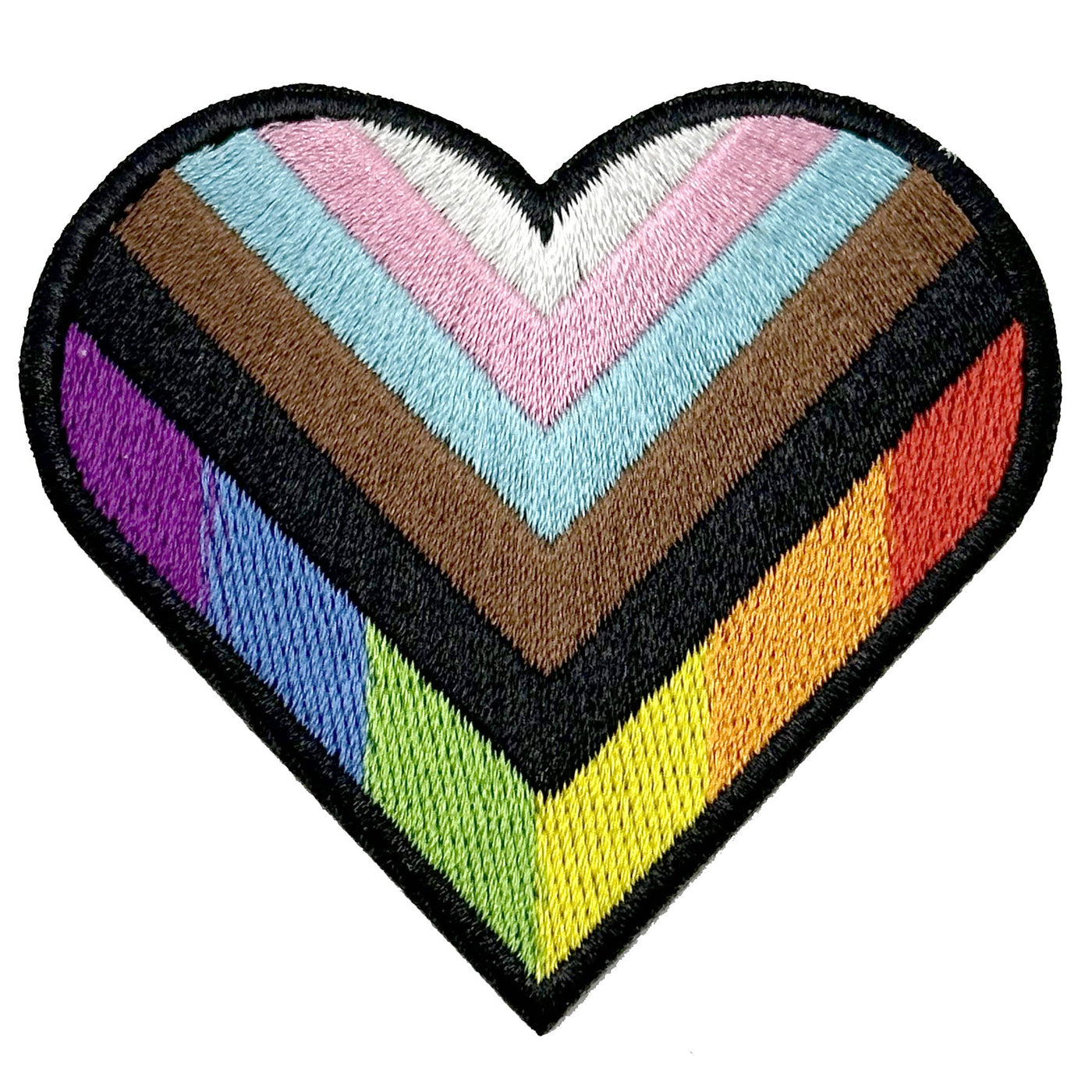Progress Pride Heart Embroidered Iron-On Patch