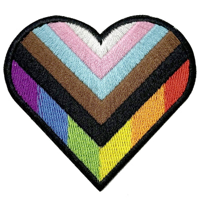 Progress Pride Heart Embroidered Iron-On Patch