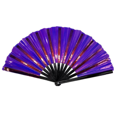 Iridescent Bamboo Cracking Fan - Large 33cm (Purple)