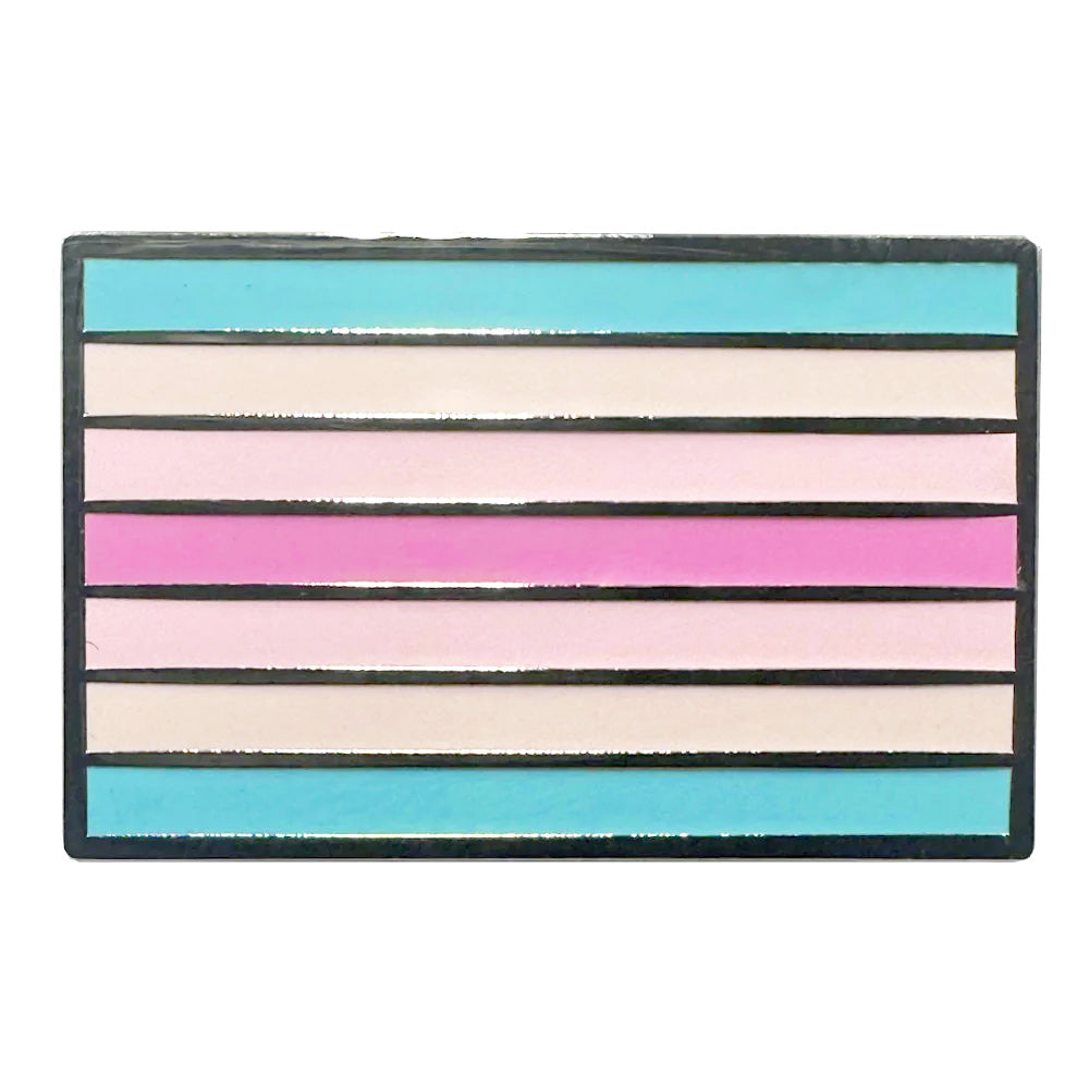 Transfeminine Pride Flag Silver Metal Rectangle Lapel Pin Badge