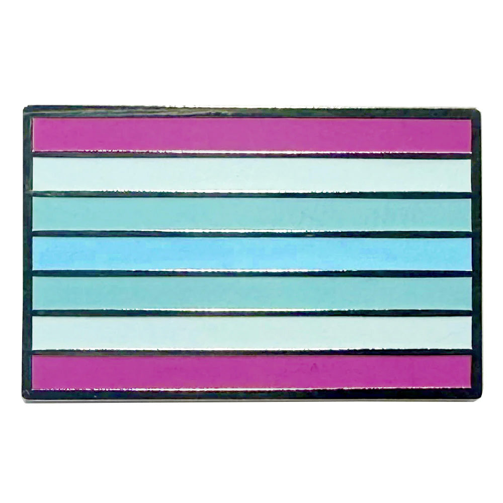 Transmasculine Pride Flag Silver Metal Rectangle Lapel Pin Badge