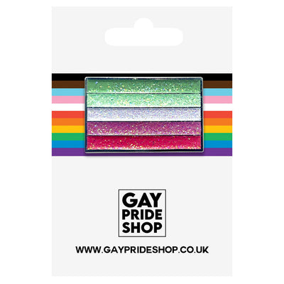 Abrosexual Pride Flag Silver Metal Rectangle Lapel Pin Badge - Glitter Version
