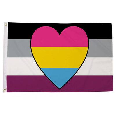Asexual with Pansexual Heart (Panromantic Asexual) Flag (5ft x 3ft Premium)