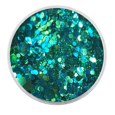 MUOBU Biodegradable Sky Blue & Green (Aqua) Mixed Glitter - Metallic Festival Chunky Glitter Mix (BioAquarius)