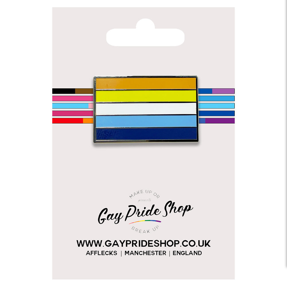 Aroace Pride Silver Metal Rectangle Lapel Pin Badge