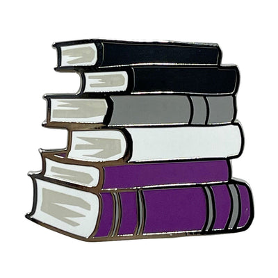 Asexual Pride Rainbow Stack Of Books Metal Lapel Pin Badge