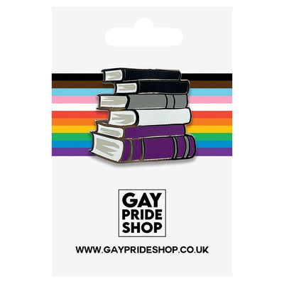 Asexual Pride Stack Of Books Metal Lapel Pin Badge
