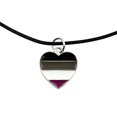 Asexual Flag Silver Plated Heart Charm Necklace