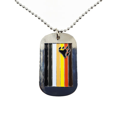Bear Flag Stainless Steel Dog Tag Necklace