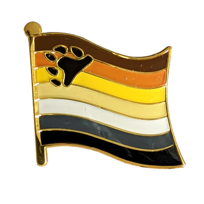 Bear Pride Flag Gold Enamel Waving Flag Pin Badge