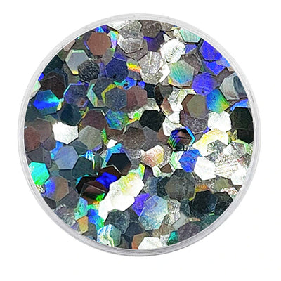 MUOBU Biodegradable Silver Glitter - Chunky Hexagon Holographic Glitter