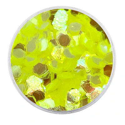 Biodegradable UV Iridescent Yellow Glitter - Chunky Hexagons Glitter