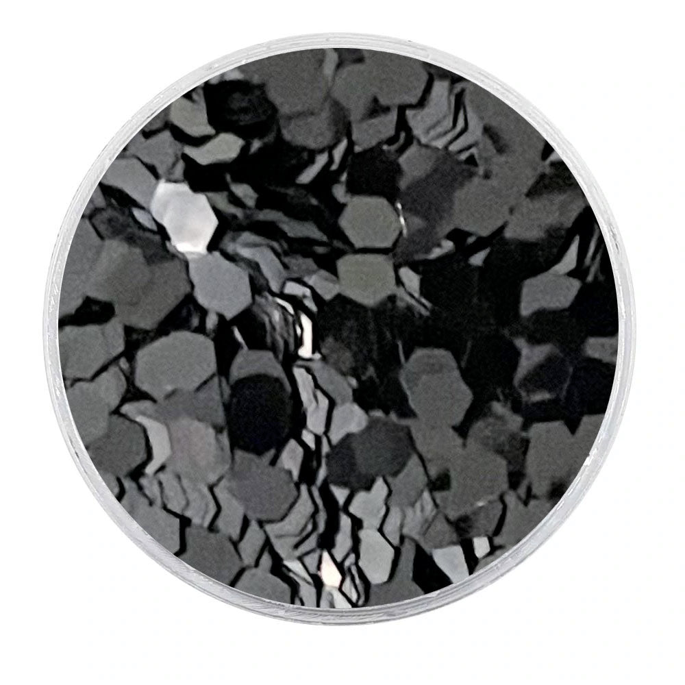 Biodegradable Metallic Black Glitter - Chunky Hexagons Glitter