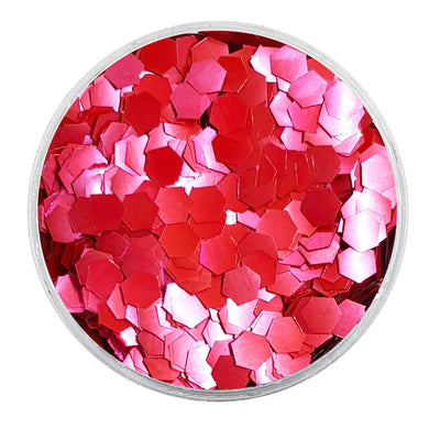MUOBU Biodegradable Blush Red Glitter - Chunky Hexagon Metallic Glitter)