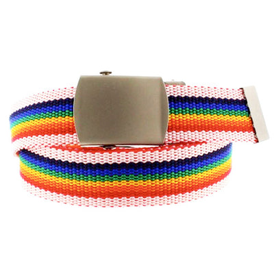 Gay Pride Rainbow Canvas Belt (With White Edges)