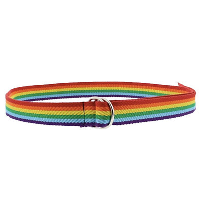 Gay Pride Rainbow Canvas Webbing Belt (With D-Ring Buckle)