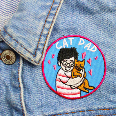 Cat Dad Embroidered Iron-On Patch