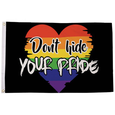 Don't Hide Your Pride Rainbow Heart Flag (5ft x 3ft Premium)