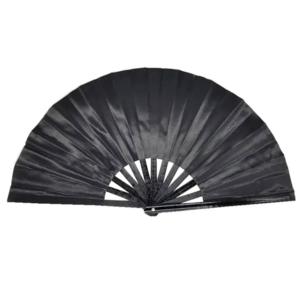 Cloth & Bamboo Cracking Fan - Large 33cm (Black)