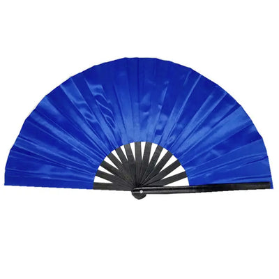 Cloth & Bamboo Cracking Fan - Large 33cm (Blue)