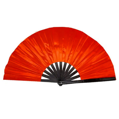 Cloth & Bamboo Cracking Fan - Large 33cm (Red)