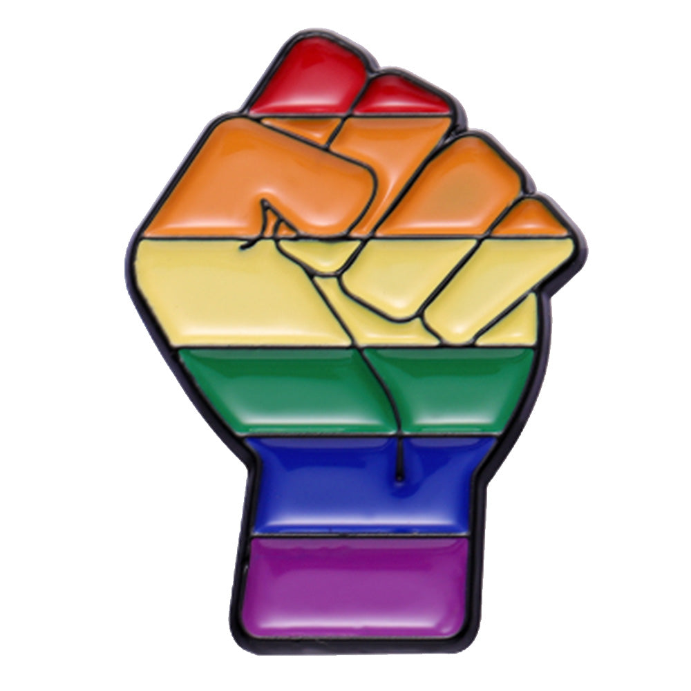 Gay Pride Rainbow Power Fist Enamel Pin