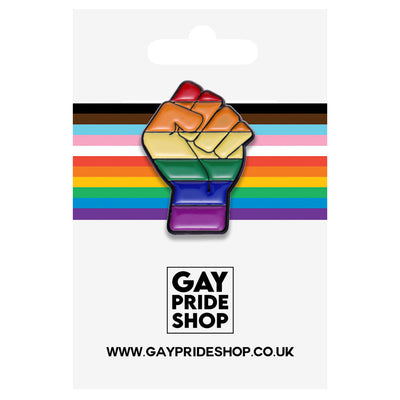 Gay Pride Rainbow Power Fist Enamel Pin