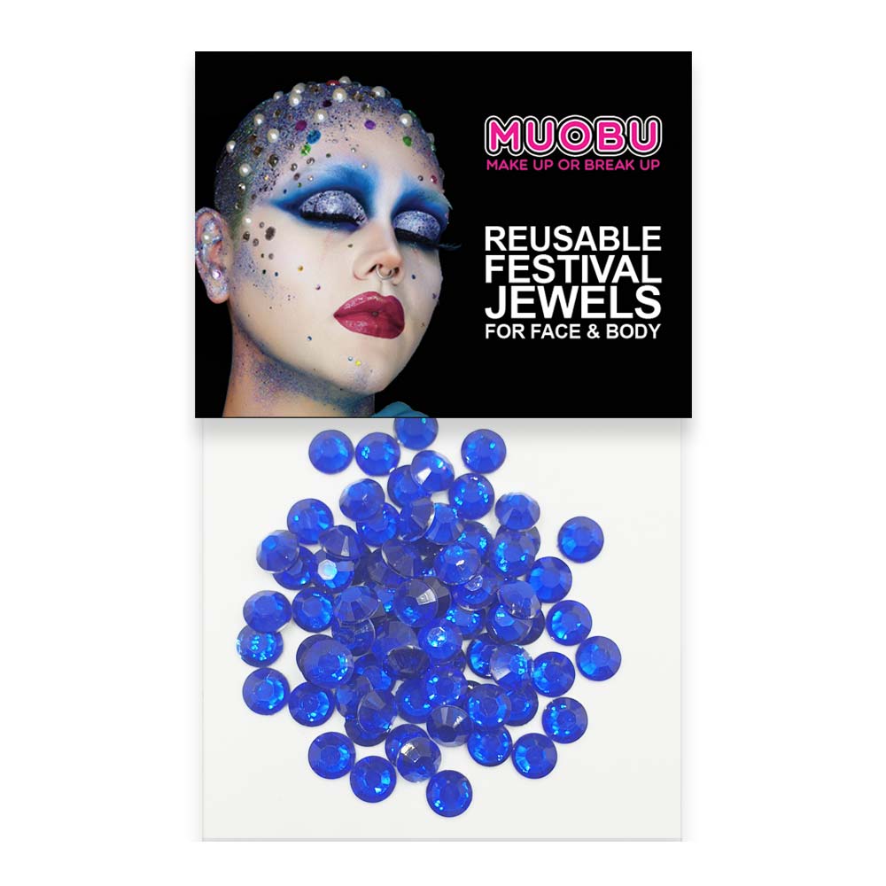 Royal Blue Diamantes - Clear Face & Body Gems 6mm