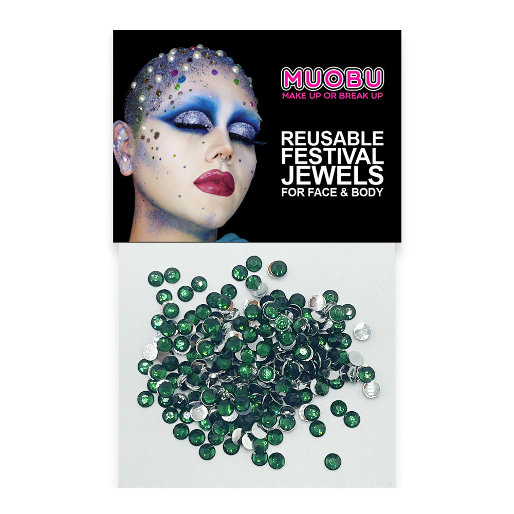 Emerald Green Diamantes - Metallic Face & Body Gems 4mm