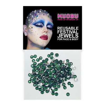 Emerald Green Diamantes - Metallic Face & Body Gems 4mm