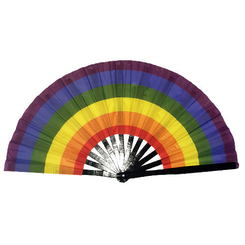 Gay Pride Rainbow Giant Bamboo & Cloth Hand Fan