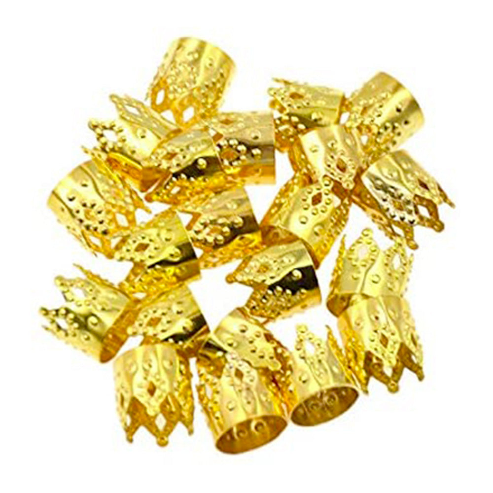 Gold Hair Cuffs - Crown Shape (For Hair Braids/Dreadlocks)