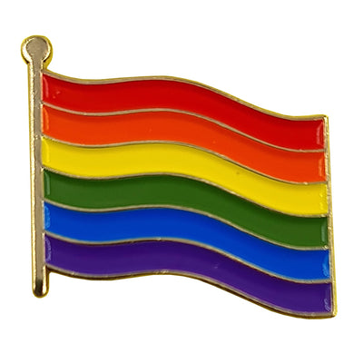 Gay Pride Rainbow Waving Flag Metal Pin Badge