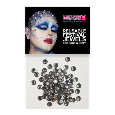 Graphite Diamontes - Clear Face & Body Gems 4mm
